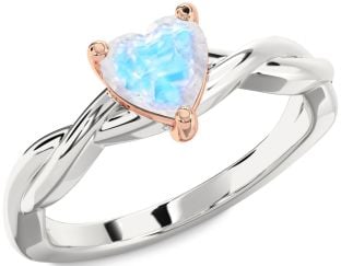 Amethyst Platinum & Rose Gold Heart Knot Solitaire Engagement Ring