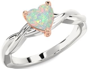 Amethyst Platinum & Rose Gold Heart Knot Solitaire Engagement Ring