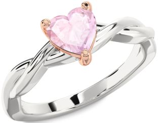Amethyst Platinum & Rose Gold Heart Knot Solitaire Engagement Ring