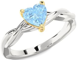 Amethyst Platinum & Yellow Gold Heart Knot Solitaire Engagement Ring