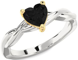 Amethyst Platinum & Yellow Gold Heart Knot Solitaire Engagement Ring