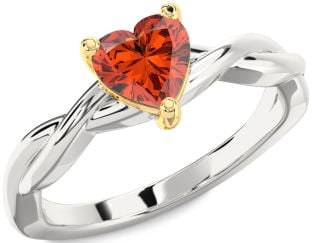 Amethyst Platinum & Yellow Gold Heart Knot Solitaire Engagement Ring