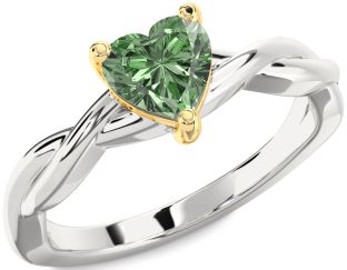 Amethyst Platinum & Yellow Gold Heart Knot Solitaire Engagement Ring