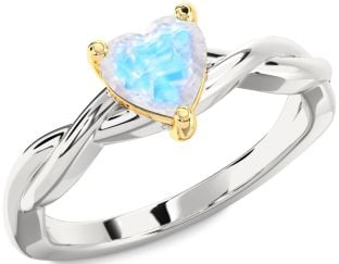 Amethyst Platinum & Yellow Gold Heart Knot Solitaire Engagement Ring