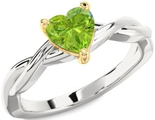 Amethyst Platinum & Yellow Gold Heart Knot Solitaire Engagement Ring