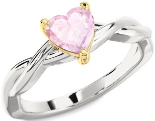 Amethyst Platinum & Yellow Gold Heart Knot Solitaire Engagement Ring