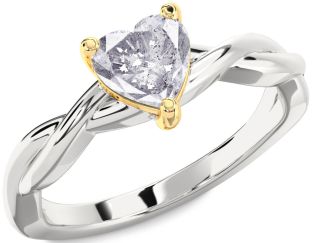 Amethyst Platinum & Yellow Gold Heart Knot Solitaire Engagement Ring