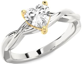 Amethyst Platinum & Yellow Gold Heart Knot Solitaire Engagement Ring