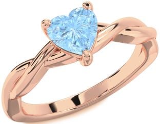 Amethyst Rose Gold Heart Knot Solitaire Engagement Ring