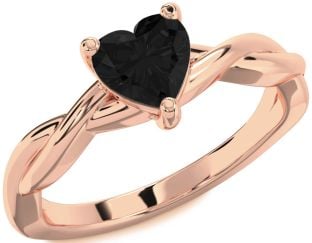 Amethyst Rose Gold Heart Knot Solitaire Engagement Ring