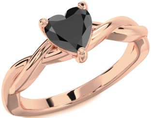 Amethyst Rose Gold Heart Knot Solitaire Engagement Ring