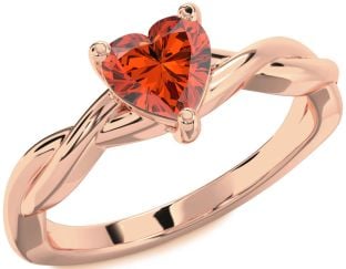 Amethyst Rose Gold Heart Knot Solitaire Engagement Ring