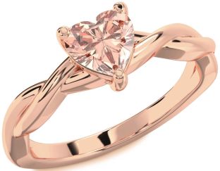 Amethyst Rose Gold Heart Knot Solitaire Engagement Ring