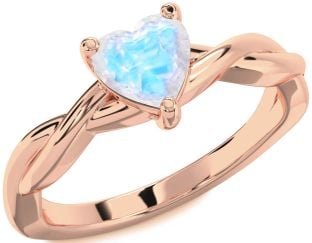 Amethyst Rose Gold Heart Knot Solitaire Engagement Ring