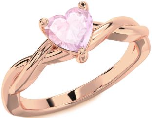 Amethyst Rose Gold Heart Knot Solitaire Engagement Ring