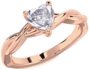 Amethyst Rose Gold Heart Knot Solitaire Engagement Ring