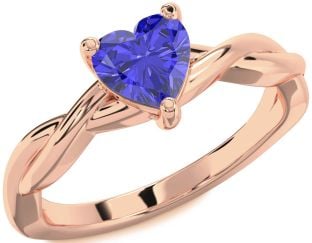Amethyst Rose Gold Heart Knot Solitaire Engagement Ring