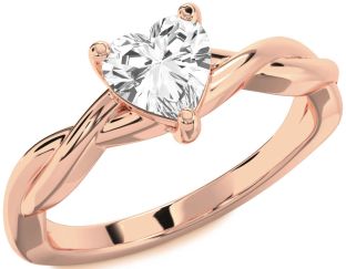 Amethyst Rose Gold Heart Knot Solitaire Engagement Ring