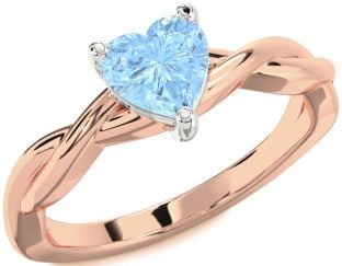 Amethyst Platinum & Rose Gold Heart Knot Solitaire Engagement Ring