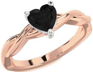 Amethyst Platinum & Rose Gold Heart Knot Solitaire Engagement Ring
