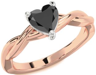Amethyst Platinum & Rose Gold Heart Knot Solitaire Engagement Ring