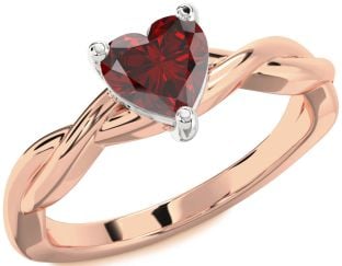 Amethyst Platinum & Rose Gold Heart Knot Solitaire Engagement Ring