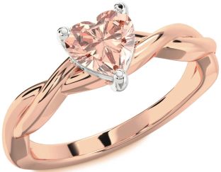 Amethyst Platinum & Rose Gold Heart Knot Solitaire Engagement Ring
