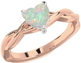 Amethyst Platinum & Rose Gold Heart Knot Solitaire Engagement Ring