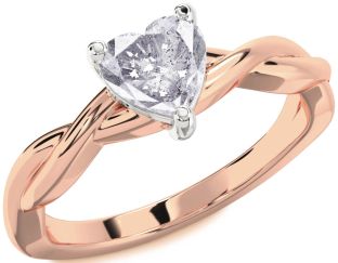 Amethyst Platinum & Rose Gold Heart Knot Solitaire Engagement Ring