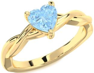 Amethyst Gold Heart Knot Solitaire Engagement Ring