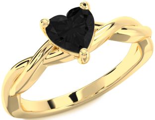 Amethyst Gold Heart Knot Solitaire Engagement Ring