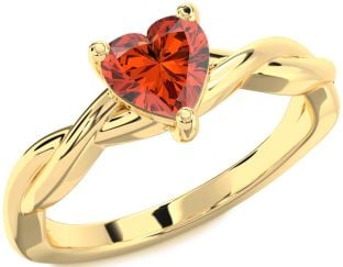 Amethyst Gold Heart Knot Solitaire Engagement Ring