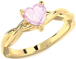 Amethyst Gold Heart Knot Solitaire Engagement Ring