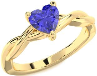 Amethyst Gold Heart Knot Solitaire Engagement Ring