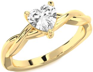 Amethyst Gold Heart Knot Solitaire Engagement Ring