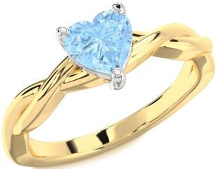 Amethyst Platinum & Yellow Gold Heart Knot Solitaire Engagement Ring