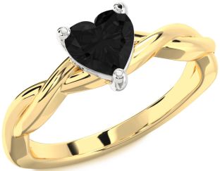 Amethyst Platinum & Yellow Gold Heart Knot Solitaire Engagement Ring