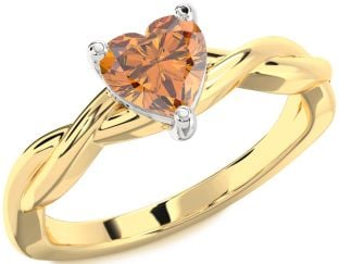 Amethyst Platinum & Yellow Gold Heart Knot Solitaire Engagement Ring