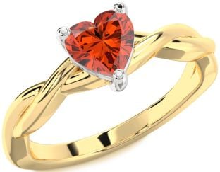 Amethyst Platinum & Yellow Gold Heart Knot Solitaire Engagement Ring