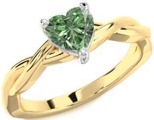 Amethyst Platinum & Yellow Gold Heart Knot Solitaire Engagement Ring