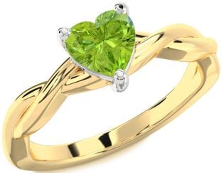 Amethyst Platinum & Yellow Gold Heart Knot Solitaire Engagement Ring