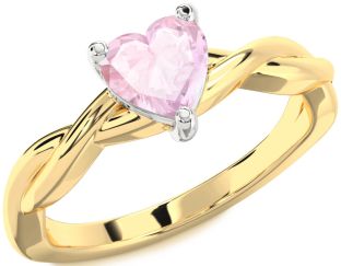 Amethyst Platinum & Yellow Gold Heart Knot Solitaire Engagement Ring
