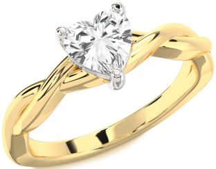 Amethyst Platinum & Yellow Gold Heart Knot Solitaire Engagement Ring