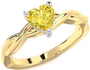 Amethyst Platinum & Yellow Gold Heart Knot Solitaire Engagement Ring