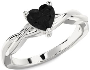 Amethyst Platinum Heart Knot Solitaire Engagement Ring