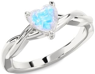 Amethyst Platinum Heart Knot Solitaire Engagement Ring