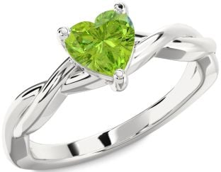 Amethyst Platinum Heart Knot Solitaire Engagement Ring