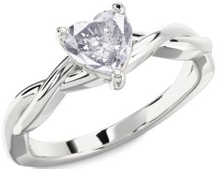 Amethyst Platinum Heart Knot Solitaire Engagement Ring