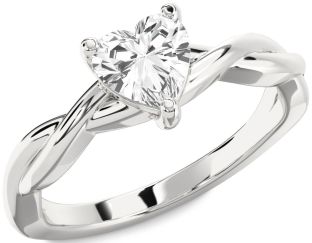 Amethyst Platinum Heart Knot Solitaire Engagement Ring