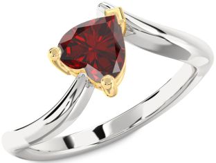 Amethyst Platinum & Yellow Gold Heart Solitaire Engagement Ring